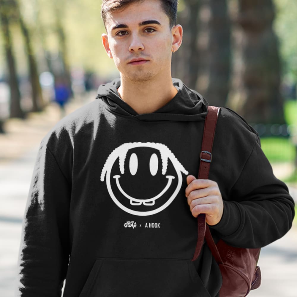 A Hook by MAWI, AG Smiley, White Men’s Hoodie