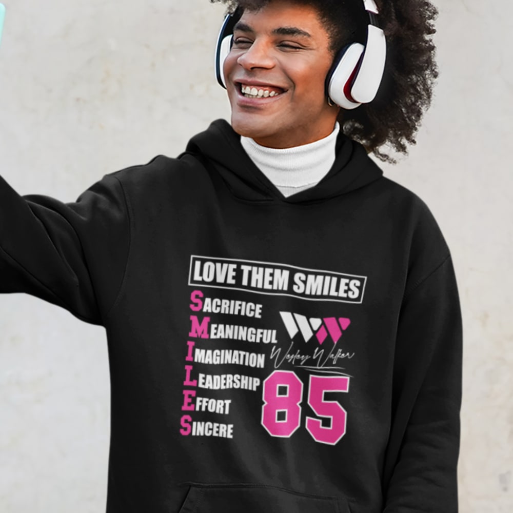 Love Them Smiles by Wesley Walker Men's Hoodie, Pink in Light Logo