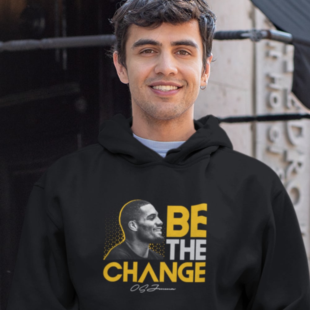 Be The CHANGE by Orlando Sanders Hoodie, White Logo