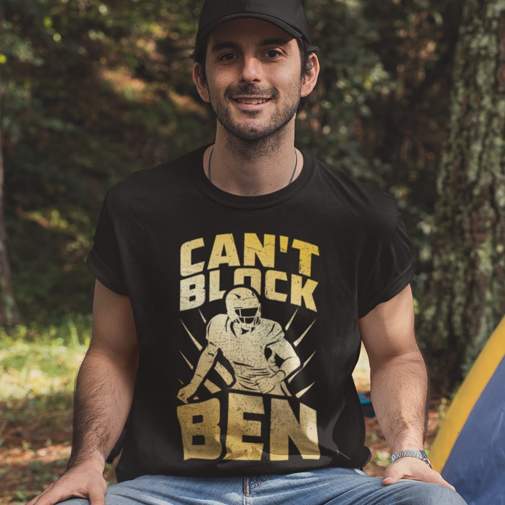 "Can't Block Ben" by Ben Desmarais Men's T-Shirt, Gold Logo