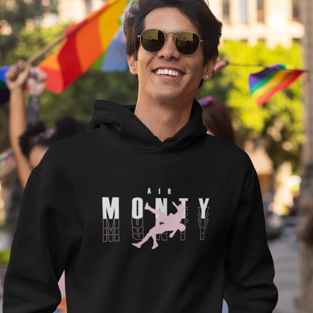 "Air Monty" by Michelle Montague Unisex Hoodie, Light Pink White Logo