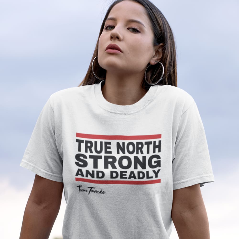True North Strong by Devin Tomko, Women's T-Shirt, Dark Logo