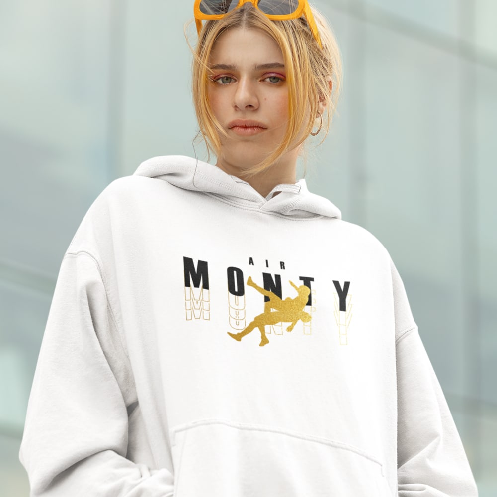"Air Monty" by Michelle Montague Unisex Hoodie, Gold Black Logo