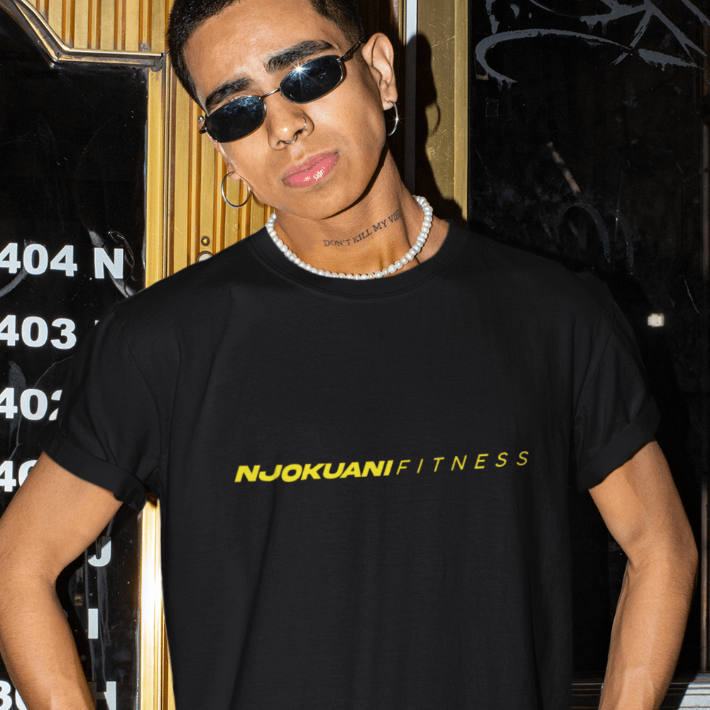Njokuani Fitness by Anthony Njokuani T-Shirt, Gold Logo