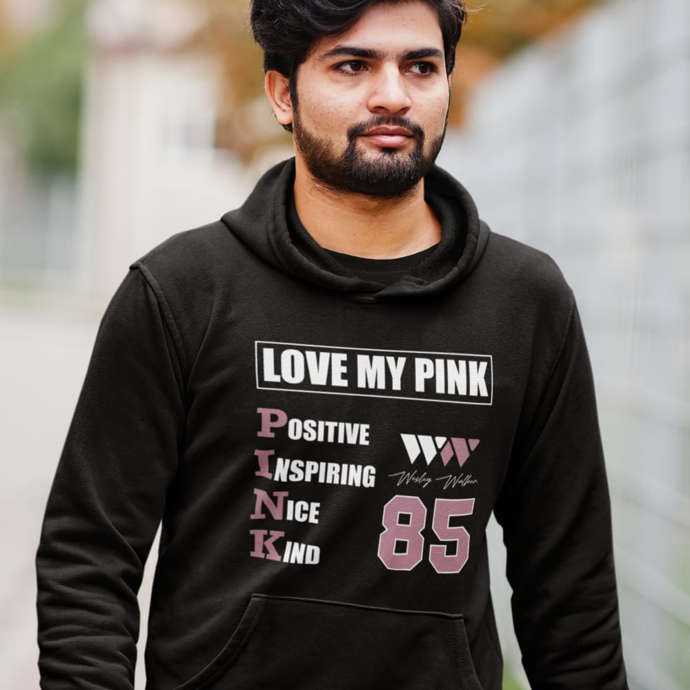 Love My Pink by Wesley Walker Men's Hoodie, Pink in Light Logo