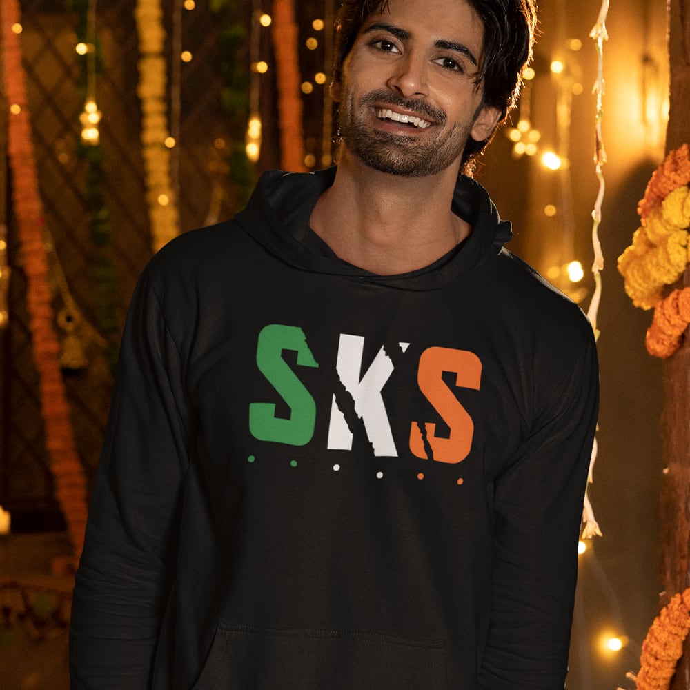 SKS by Solomon Simon Unisex Hoodie, Green & Orange Logo