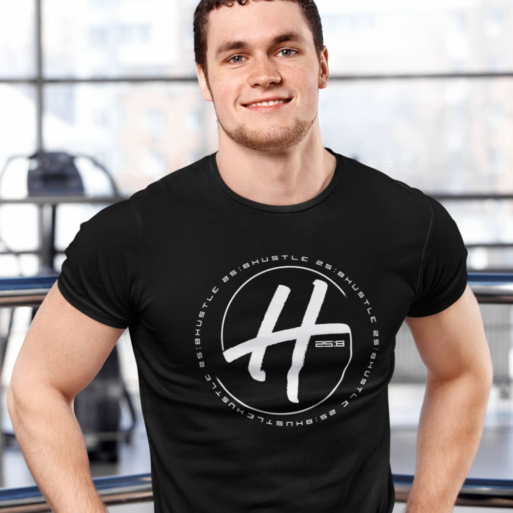 Hustle 25:8 by Craig Rucker Unisex T-Shirt, White Logo