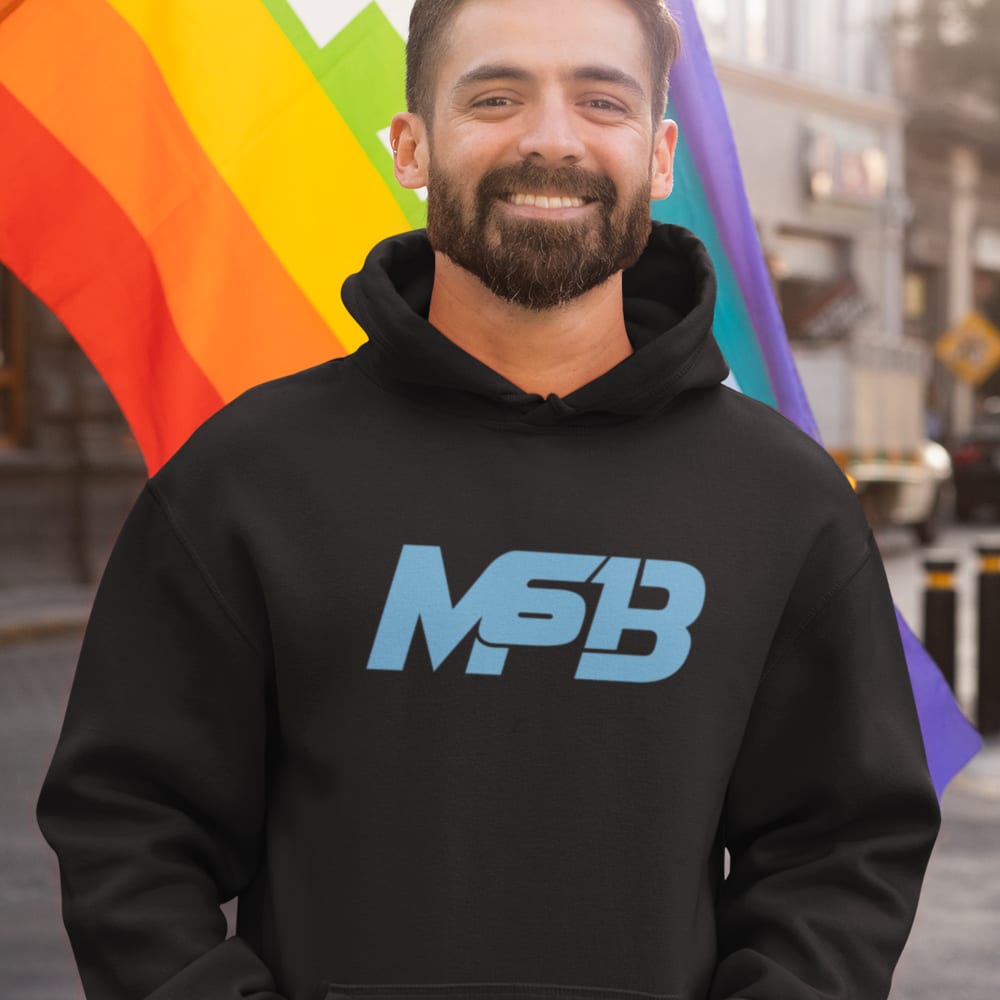 "MB61" by Michaela Boyle Men's Hoodie, Blue Logo