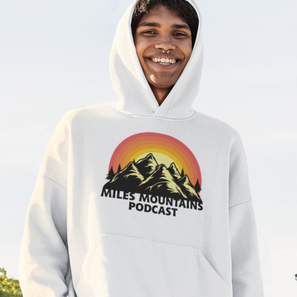 Miles & Mountains Podcast Unisex Hoodie, Dark Logo