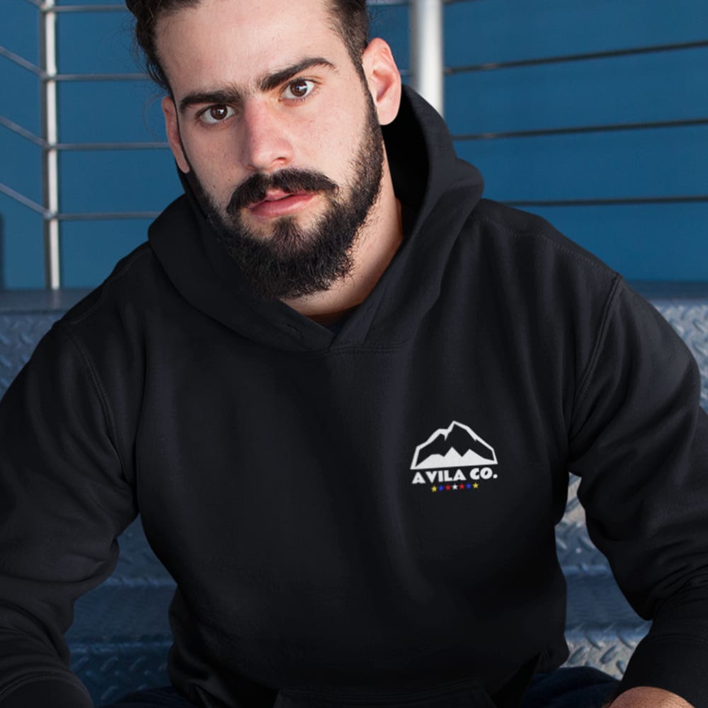 AVILA CO. by Guillermo Granier Men's Hoodie, White Colored Stars Mini Logo