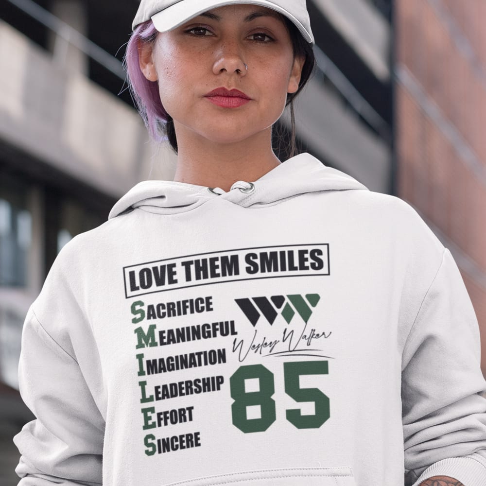 Love Them Smiles by Wesley Walker Women's Hoodie, Green in Dark Logo
