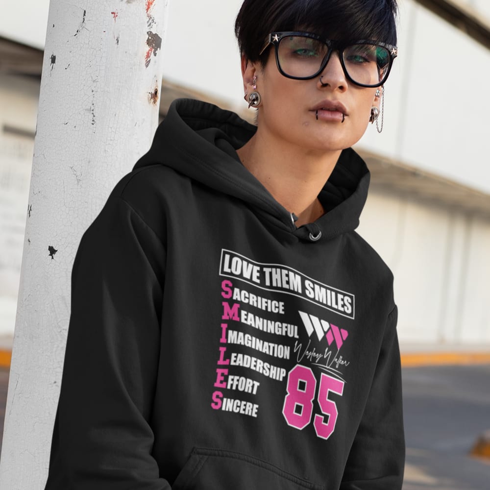 Love Them Smiles by Wesley Walker Women's Hoodie, Pink in Light Logo