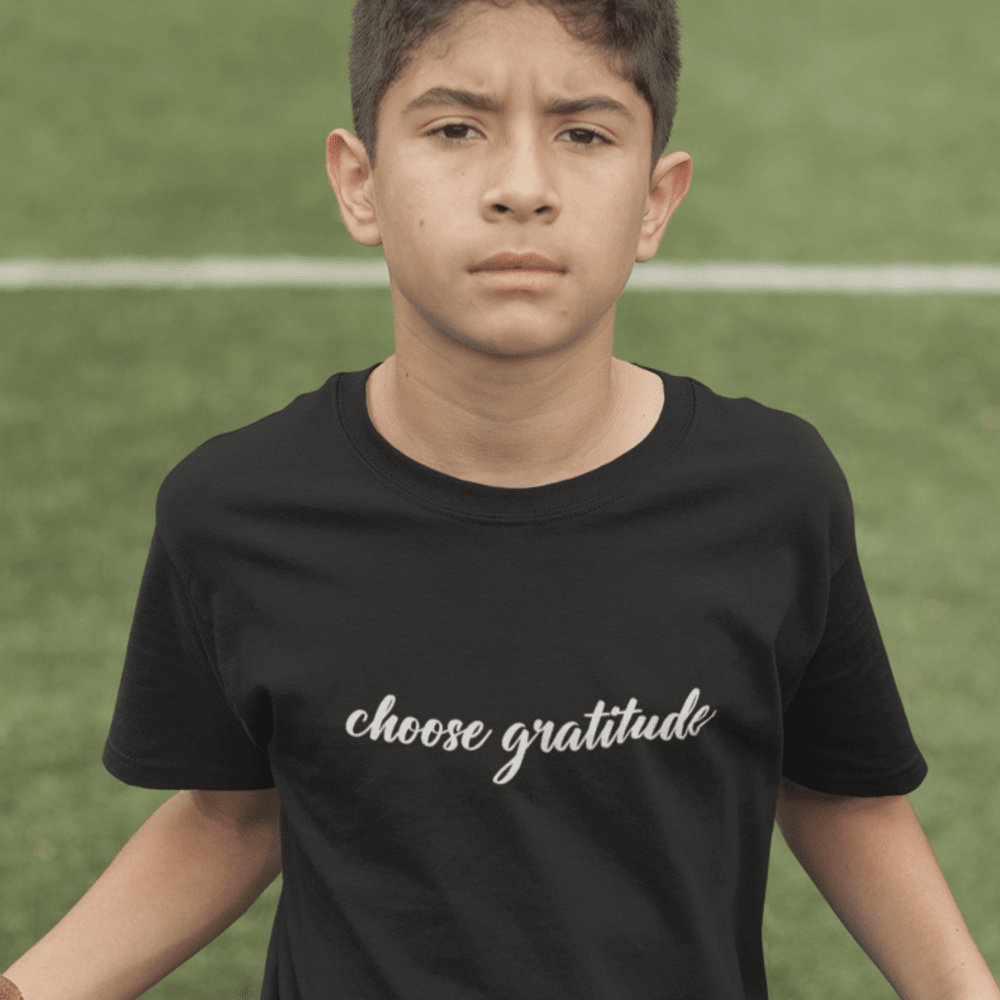 "Choose Gratitude" by CG, Youth T-Shirt [White logo]