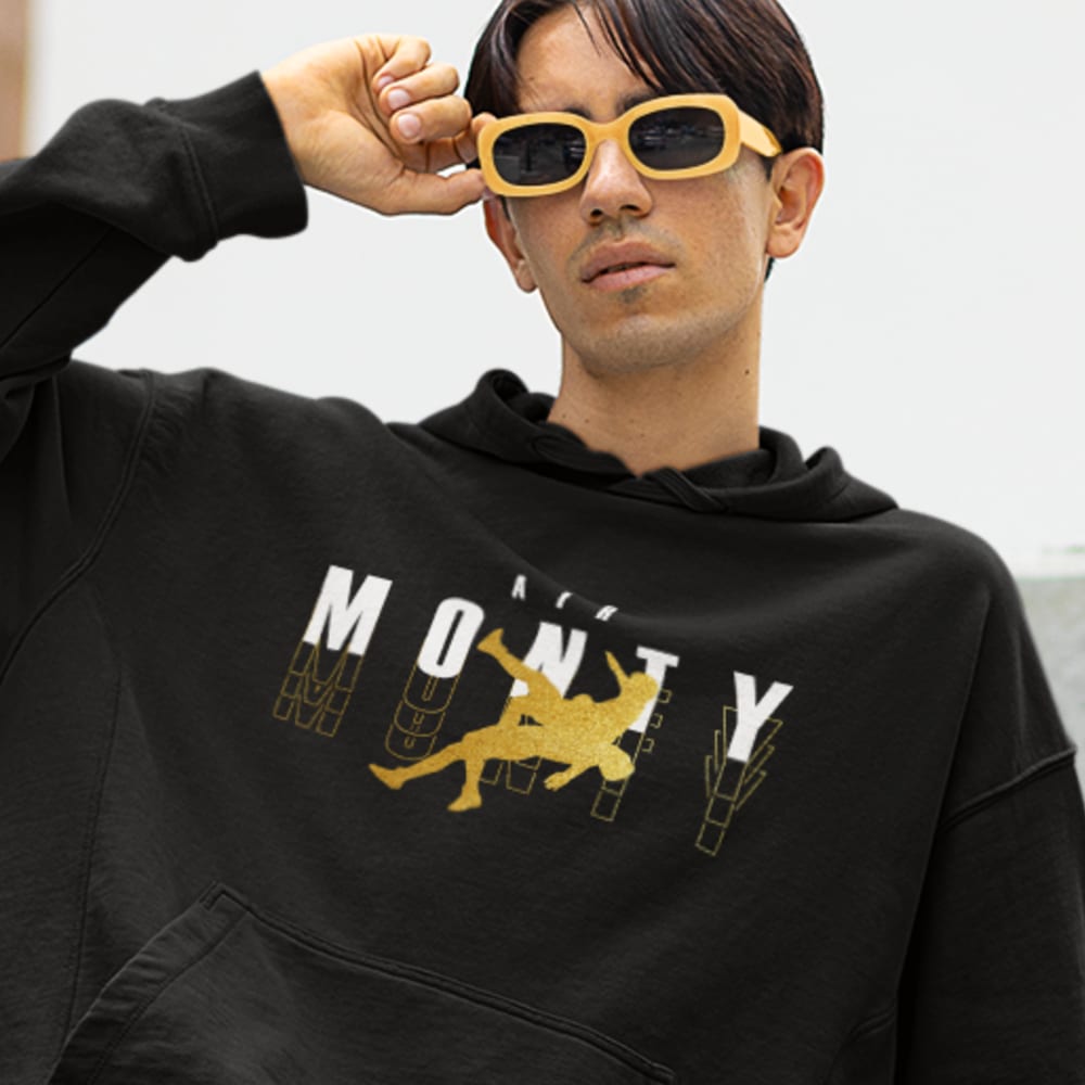"Air Monty" by Michelle Montague Unisex Hoodie, Gold White Logo
