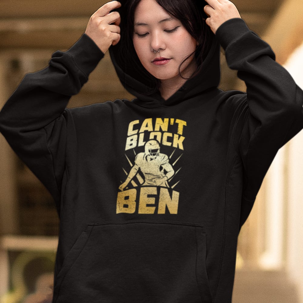 "Can't Block Ben" by Ben Desmarais Women's Hoodie, Gold Logo