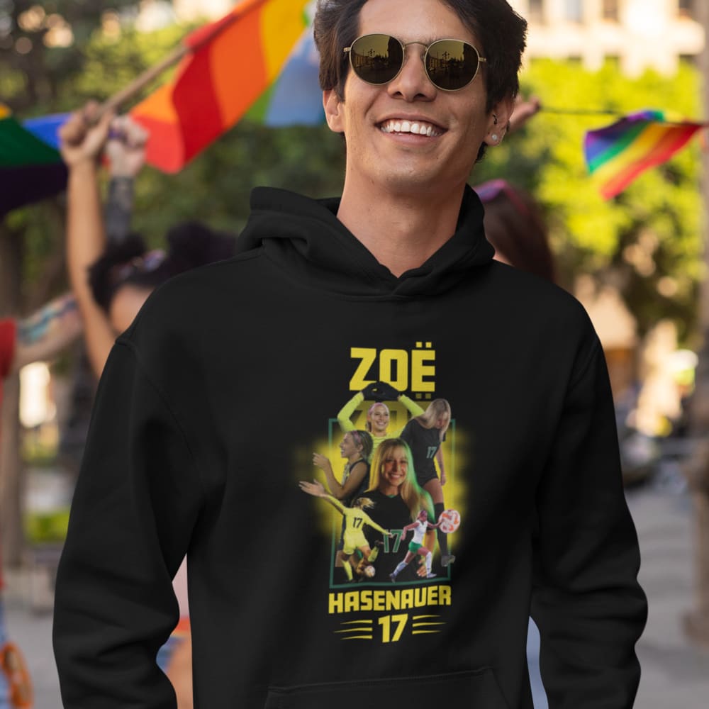 #17 Zoë Hasenauer Unisex Graphic Hoodie, Gold Logo