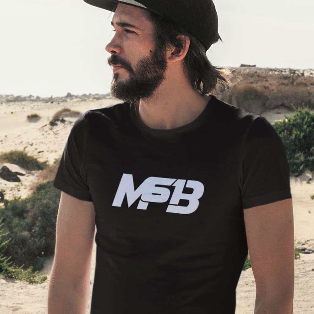 "MB61" by Michaela Boyle Men's T-Shirt, White Logo