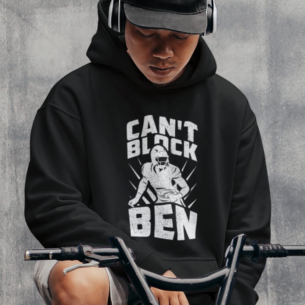"Can't Block Ben" by Ben Desmarais Men's Hoodie, White Logo