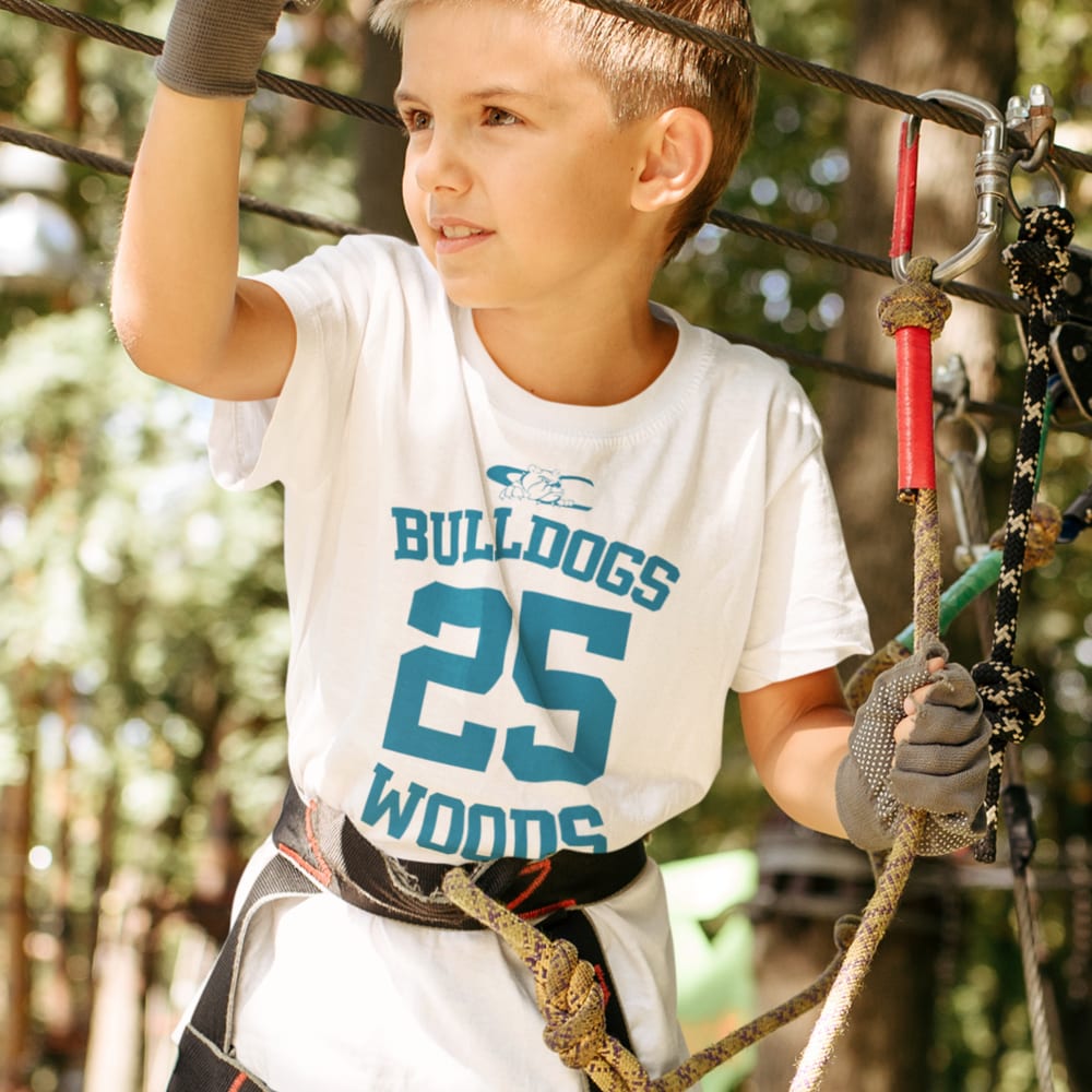   Woods 25 Clay Woods Youth T-Shirt, Blue Logo
