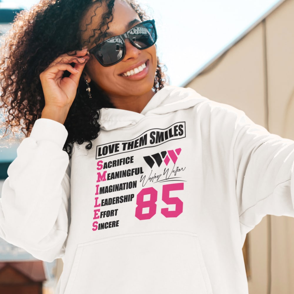 Love Them Smiles by Wesley Walker Women's Hoodie, Pink in Dark Logo