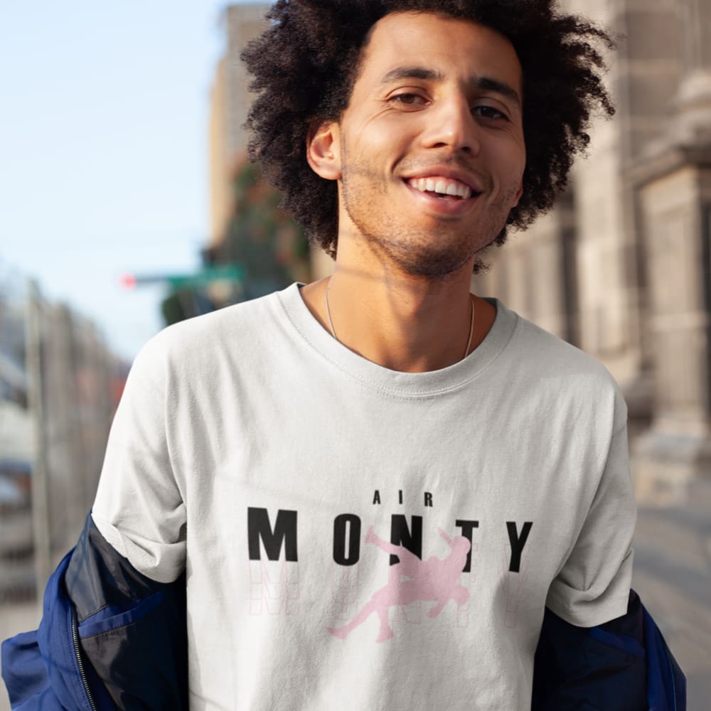 "Air Monty" by Michelle Montague T-Shirt, Light Pink Black Logo