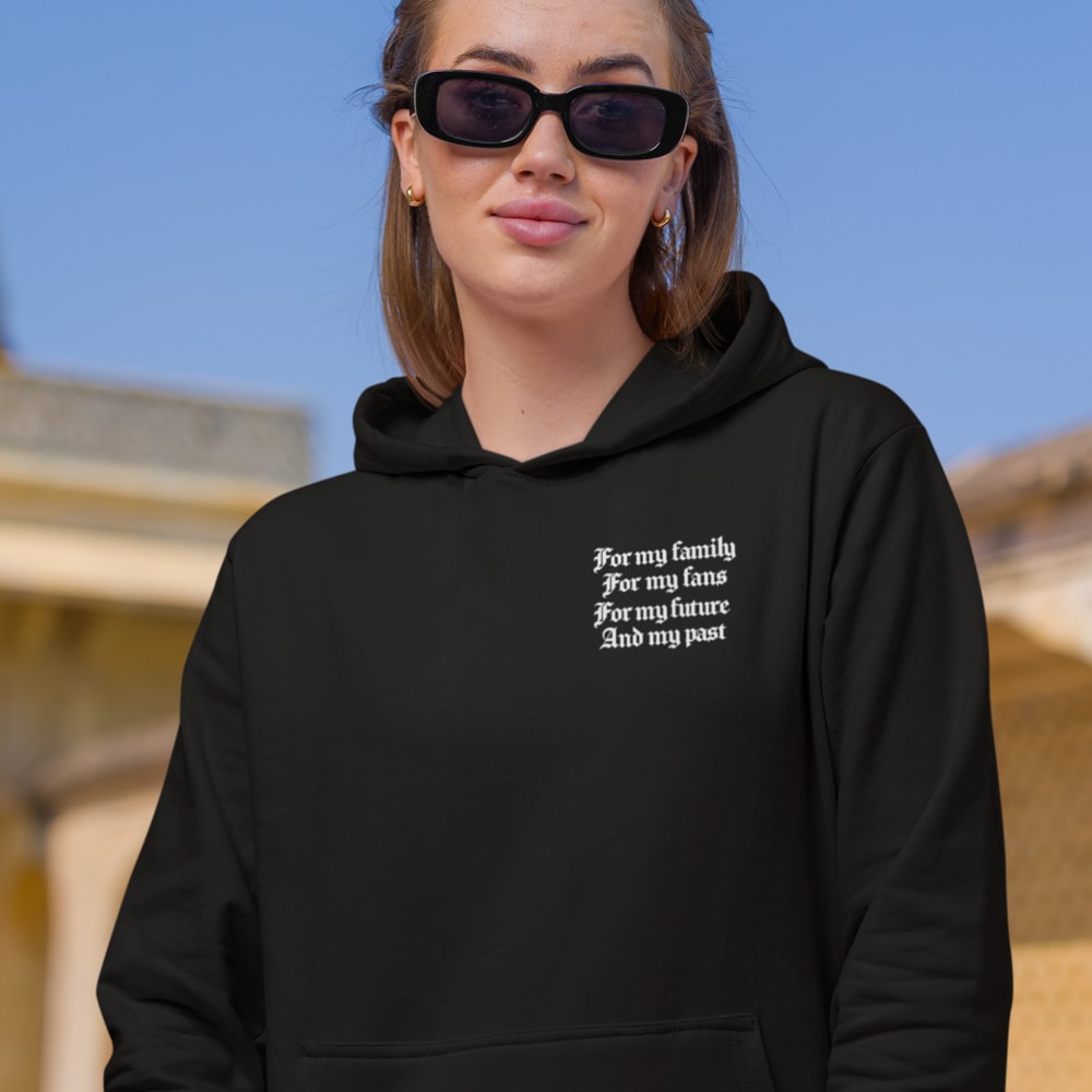 Family, Fans, Future & Past by Thomas Gore Unisex Hoodie, White Logo