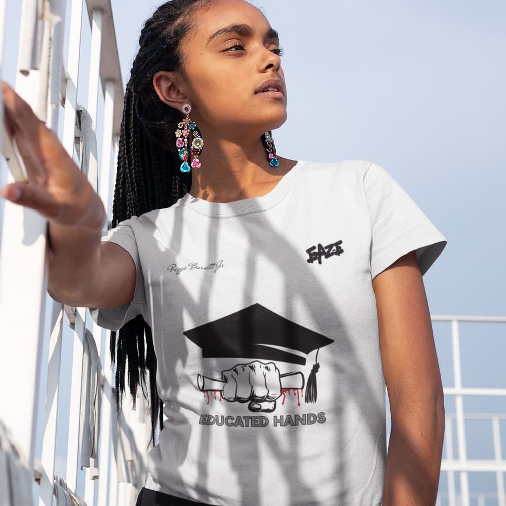Limited Edition Signed Educated Hands by Reggie Barnett Women's T-Shirt, Dark Logo