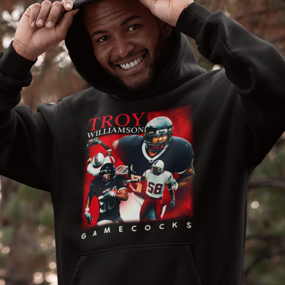 Gamecocks II by Troy Williamson Hoodie, White Logo