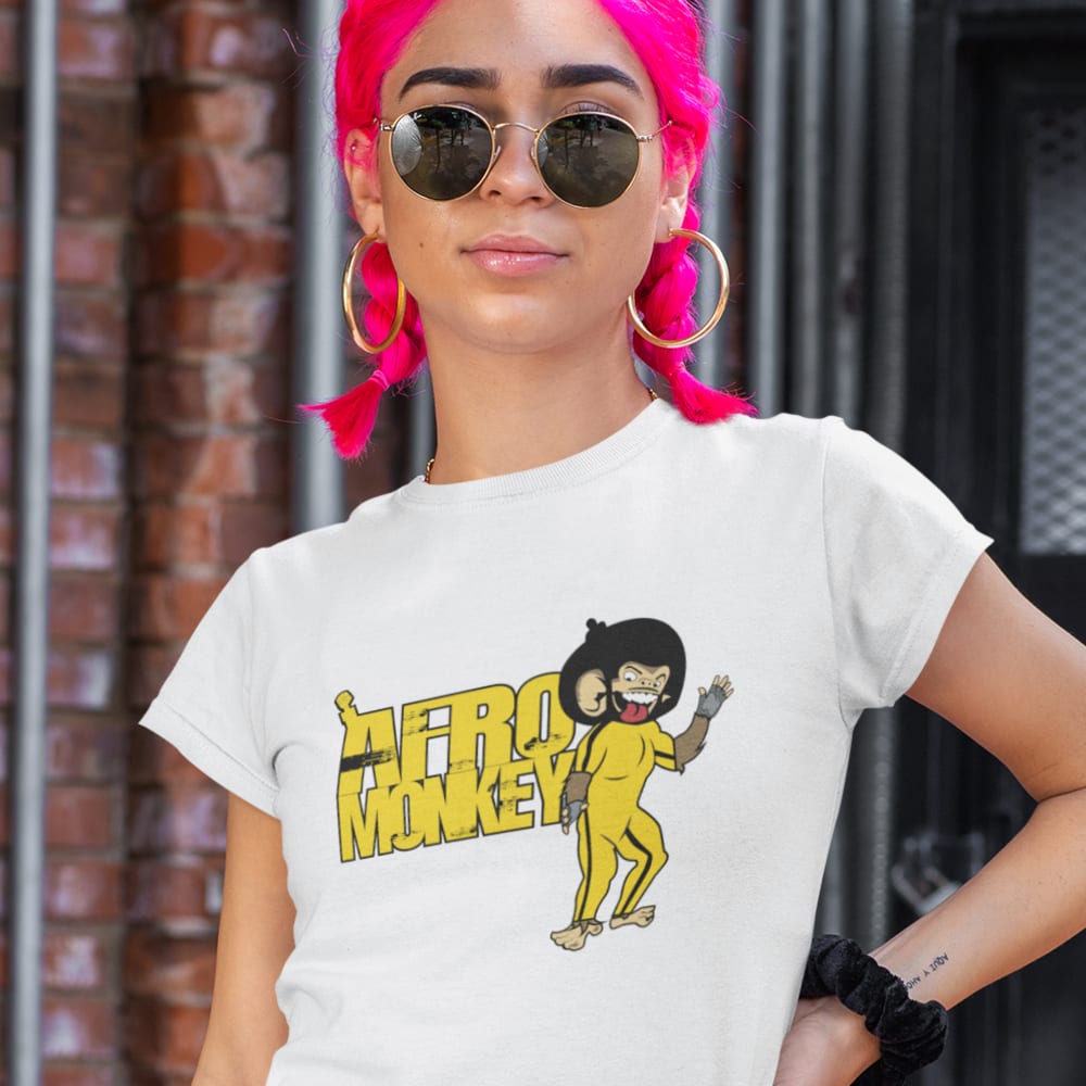 AfroMonkey by Andre Ewell, Women's T-Shirt, Yellow Graphic Logo