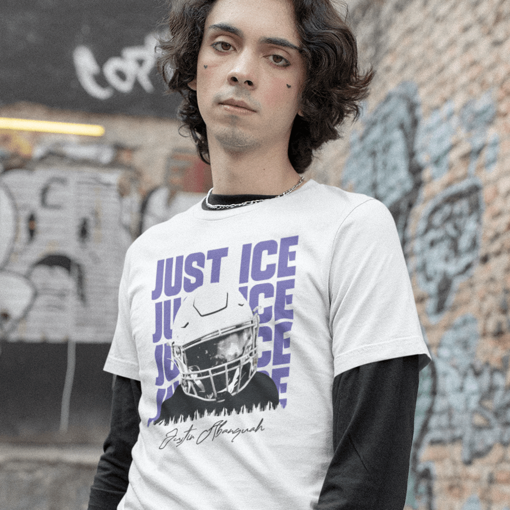 "Just Ice" by Justin Abanquah Shirt, Black Logo