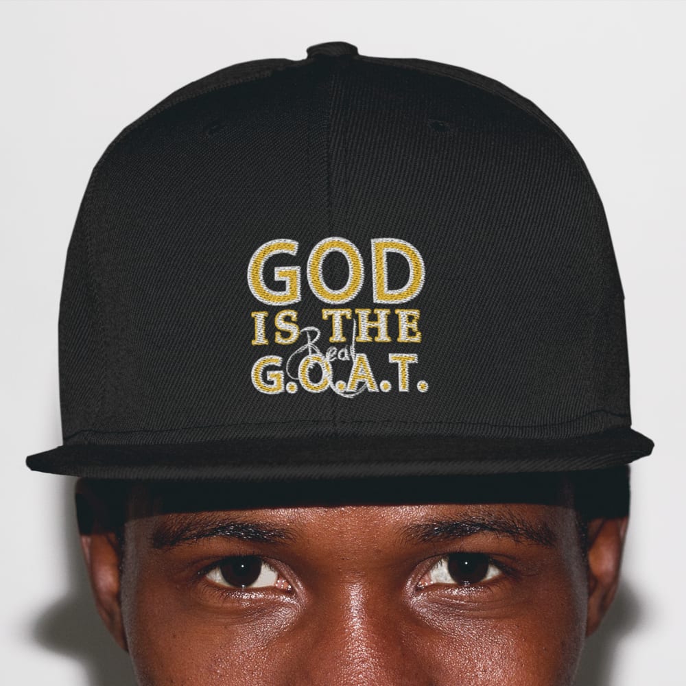 GOD is the real G.O.A.T Gold Logo Hat