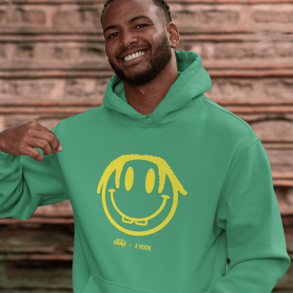 A Hook by MAWI, AG Smiley, Yellow Men’s Hoodie