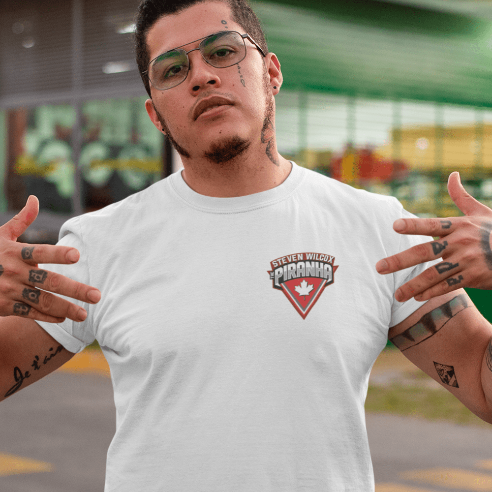 Steven "The Piranha" Wilcox Men's T-Shirt, Mini Logo Side