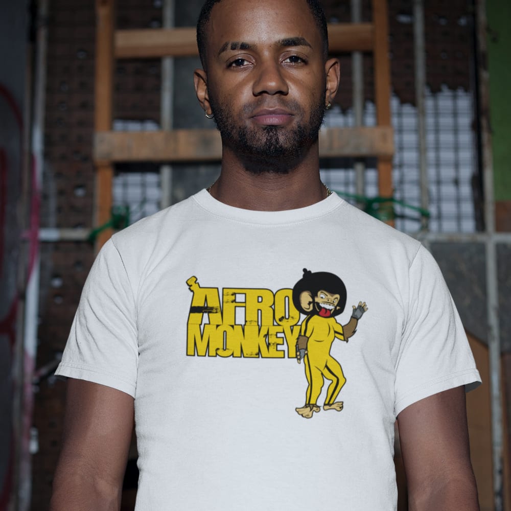 AfroMonkey by Andre Ewell, Men's T-Shirt, Yellow Graphic Logo