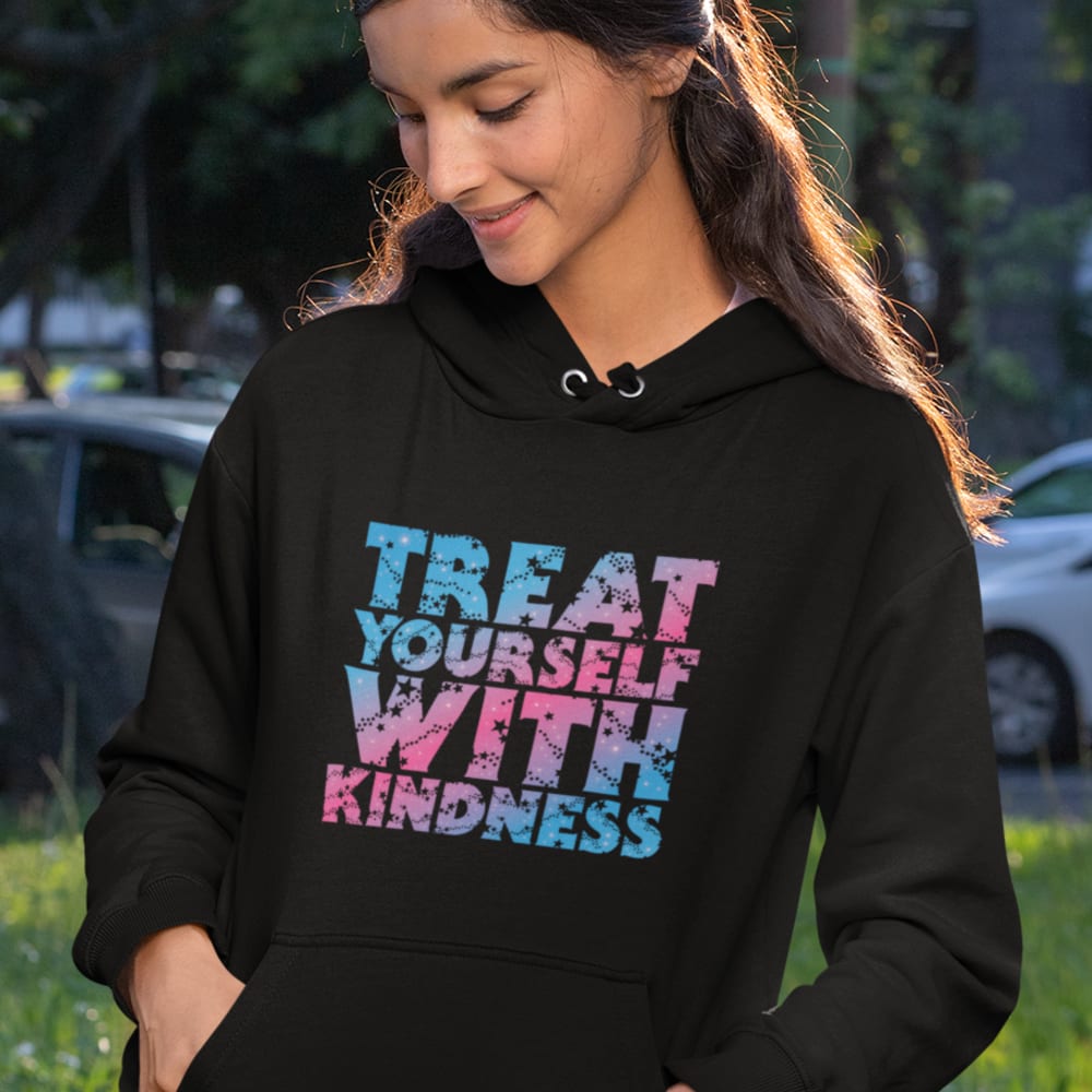 Treat Yourself With Kindness by Val Whiting Unisex Hoodie, Light Logo