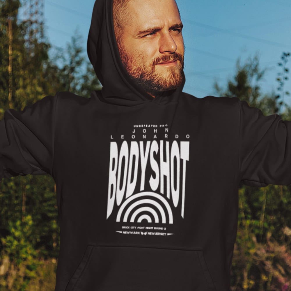 " BODYSHOT Fight Night " by John Leonardo Hoodie, White Logo