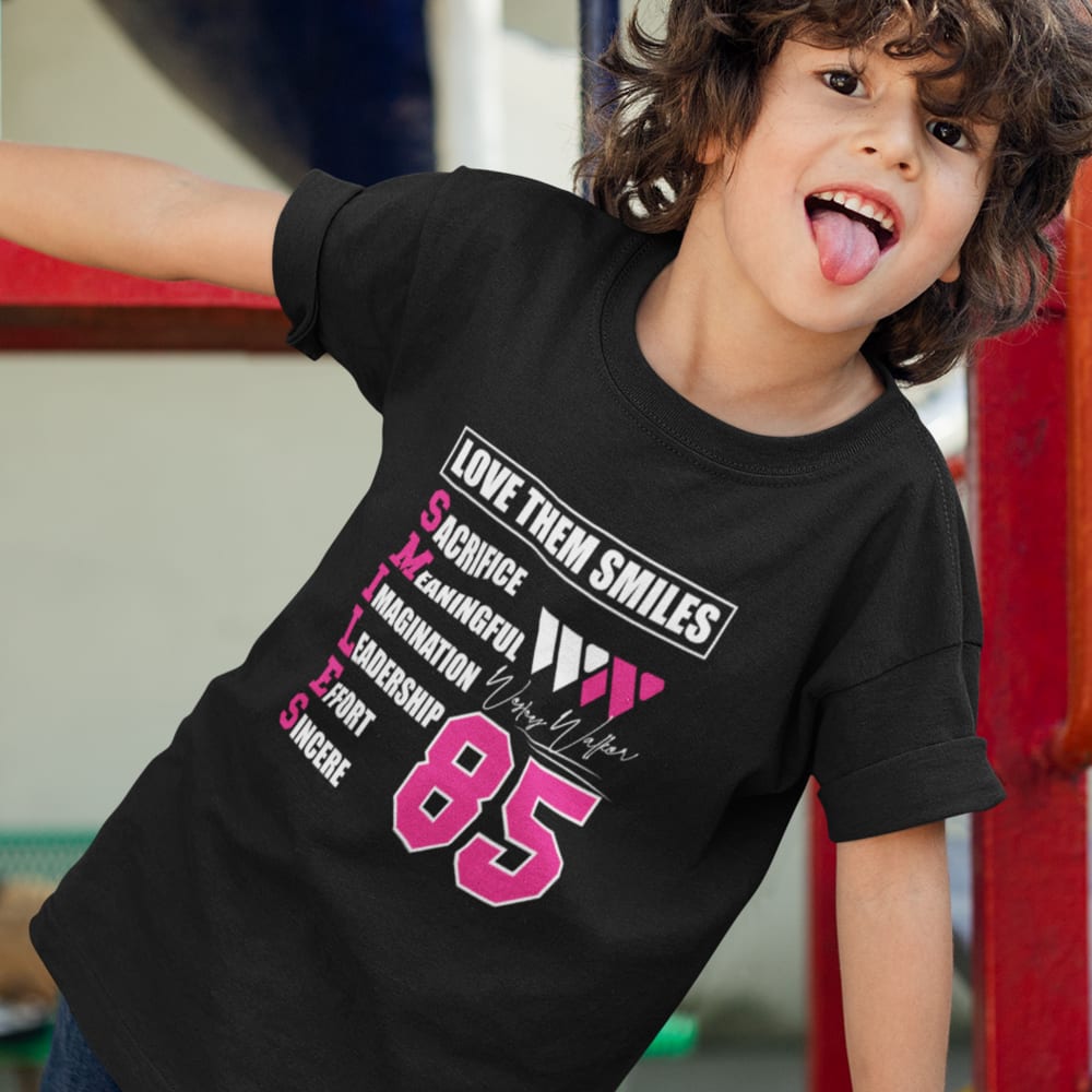  Love Them Smiles by Wesley Walker Youth T-Shirt, Pink in Light Logo