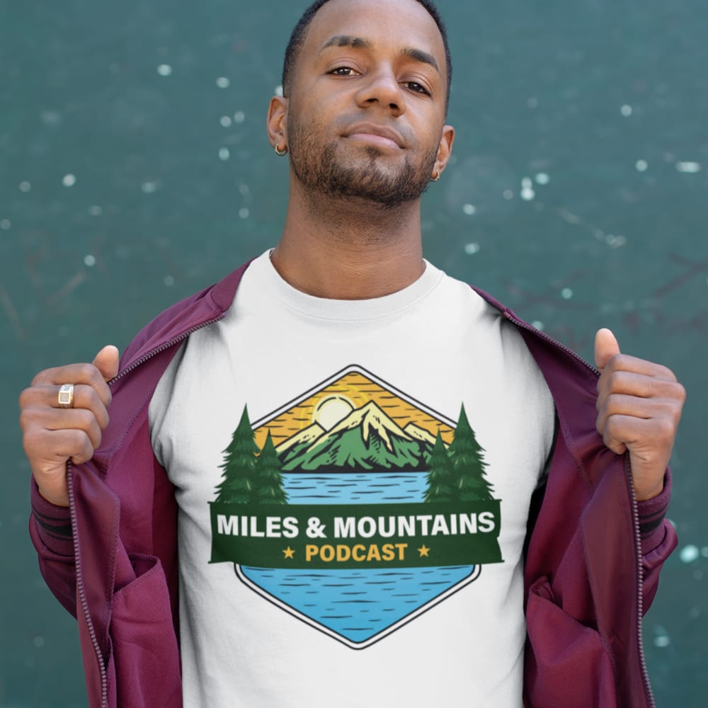 Miles & Mountains Podcast Unisex T-Shirt, Pinetree Design