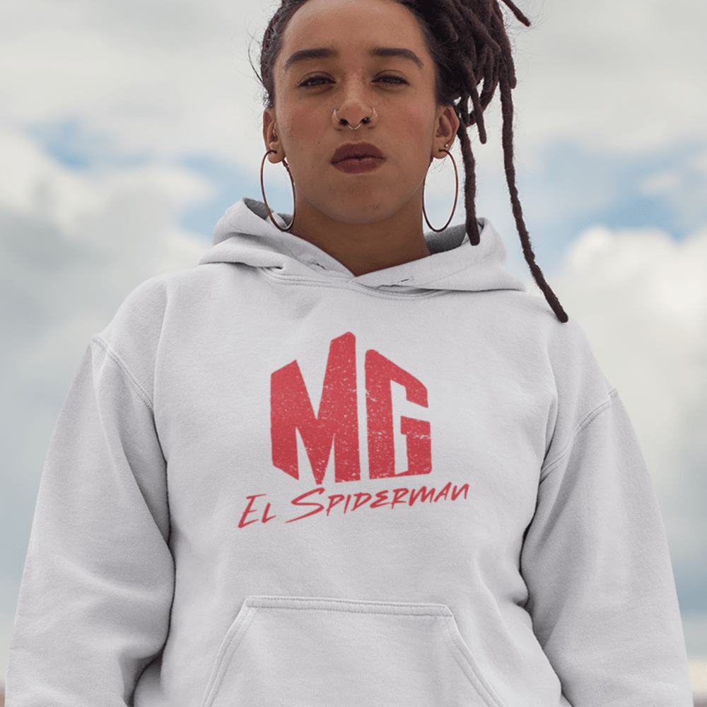 "EL Spiderman" by Michael Gianino Women's Hoodie, Red Logo