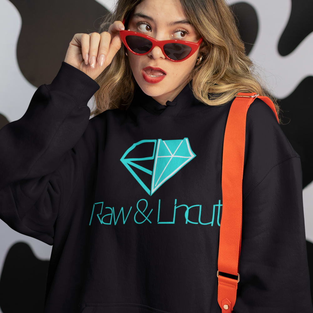 Raw & Uncut  Hoodie Teal Logo