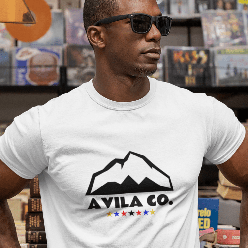 AVILA CO. by Guillermo Granier Men's T-Shirt, Black Colored Stars Logo