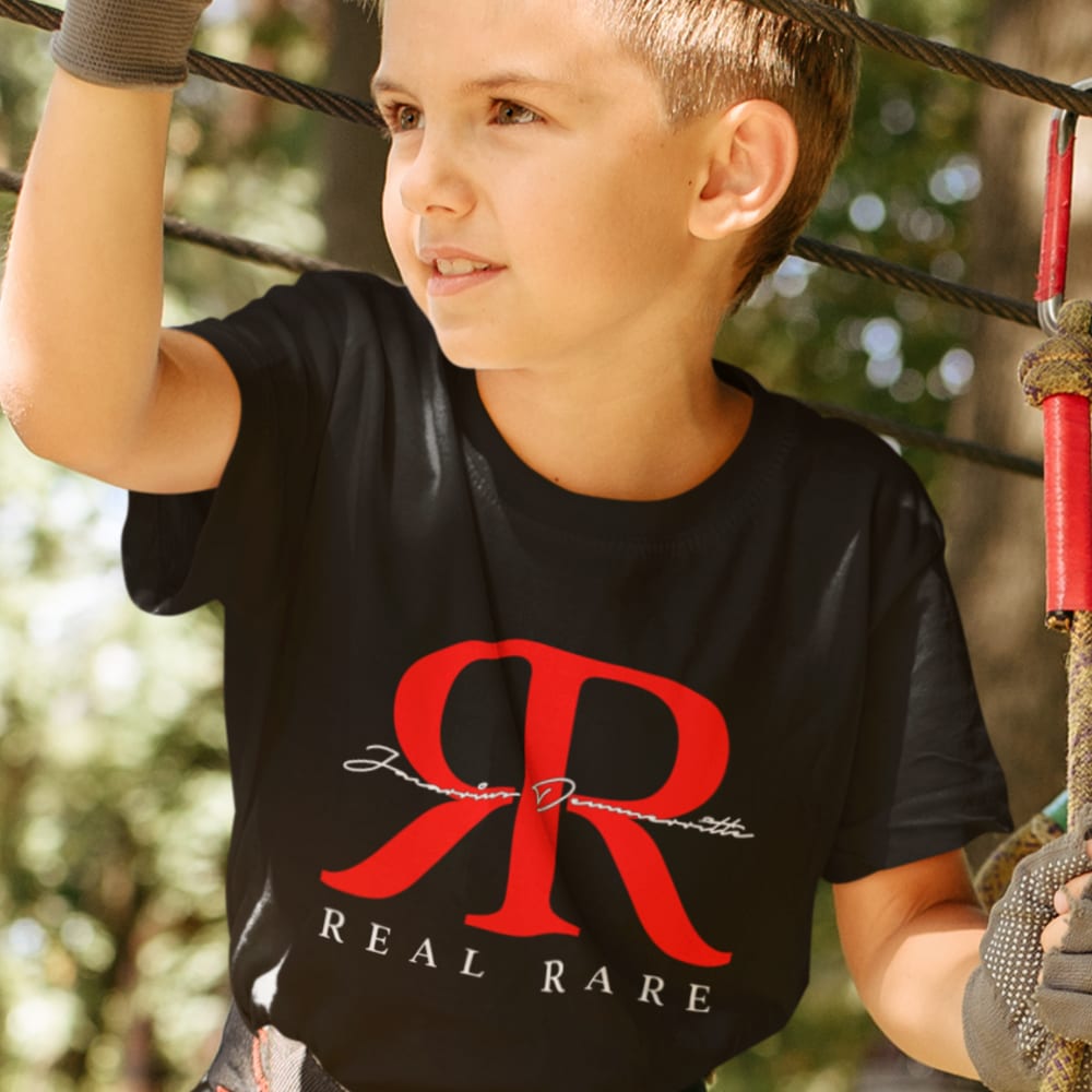  REAL Rare by Jacarrius Demmerritte Youth T-Shirt, White Logo