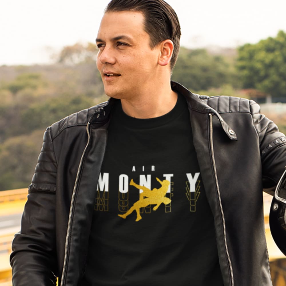"Air Monty" by Michelle Montague T-Shirt, Gold White Logo