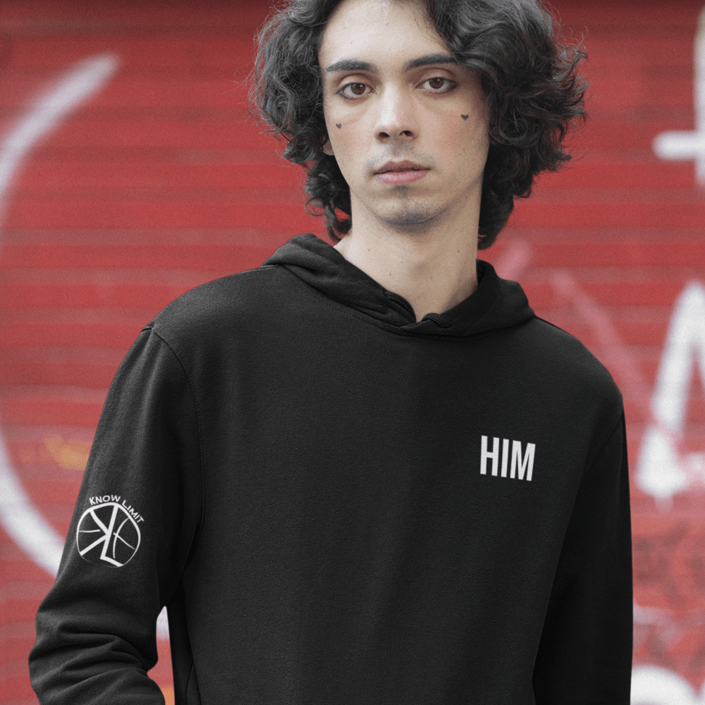 HIM by Juju Alexander Men's Hoodie, White Logo