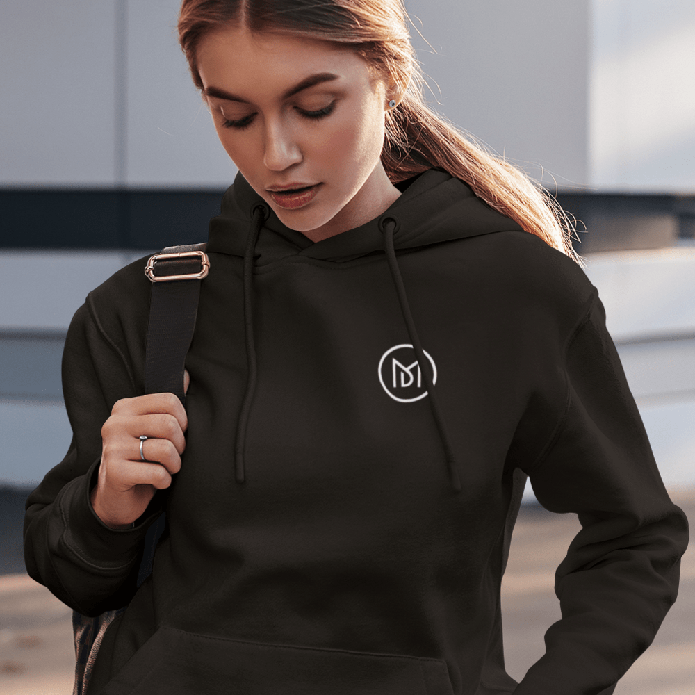  MD by Michael Davis Unisex Hoodie, White Mini Logo