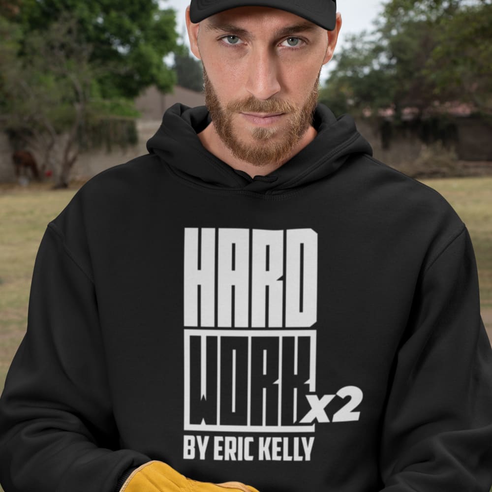 Hard Work x2 by Eric Kelly Hoodie, White Logo