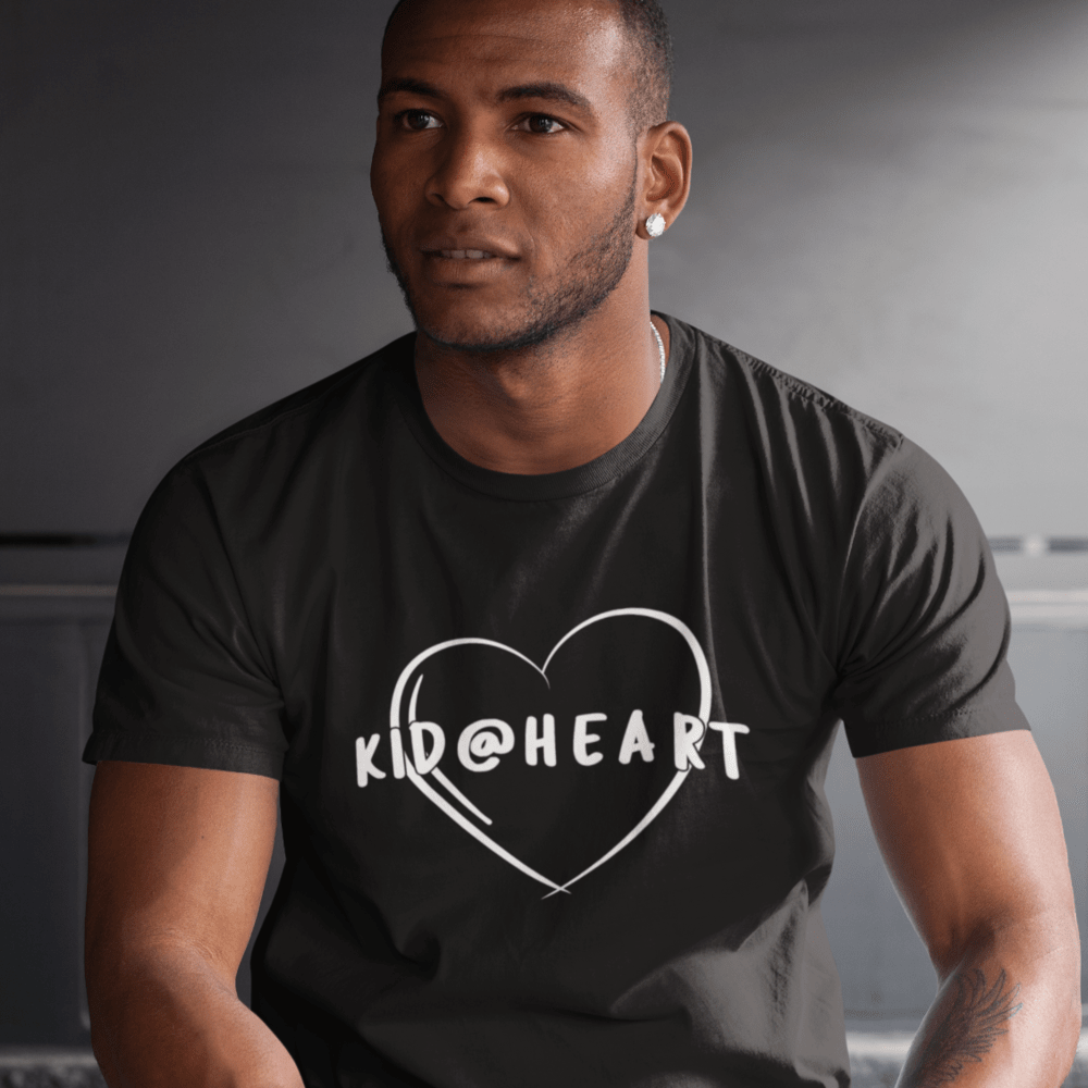 "Kid @ Heart" by Eli Pancol Shirt, White Logo