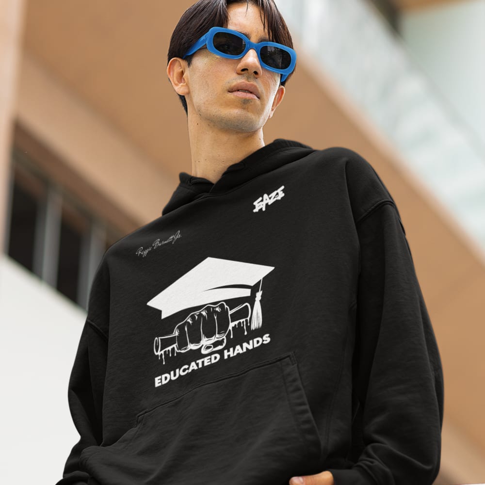 Limited Edition Signed Educated Hands by Reggie Barnett Hoodie, Light Logo