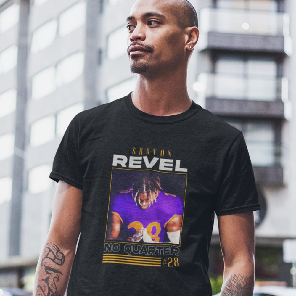 NO QUARTER #28 Shavon Revel T-Shirt, White Logo