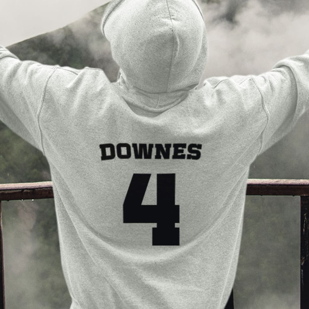 Downes 4 by Isaiah "Zay" Downes Hoodie, Black Logo